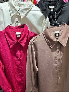 a new day Women's Button-Up Tops in White, Black, Magenta, Taupe